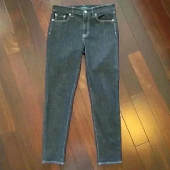 Ralph Lauren Premier Skinny Jeans Ankle Cropped Black Contrast Stitch Size 2 - Picture 14 of 15